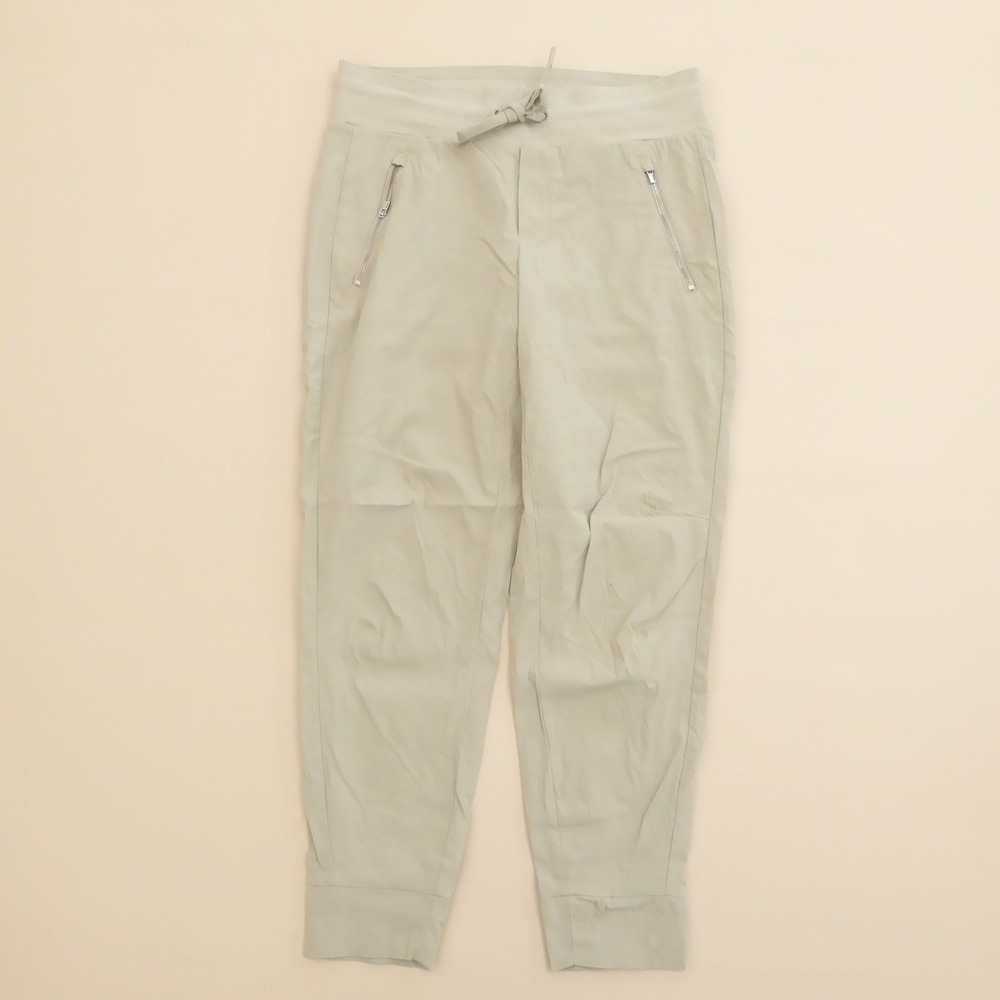 Athleta Trekkie North Jogger Pants Women Sz 6 Beige Nylon Spandex Zip Pockets